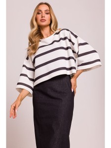 made of emotion Bluzka w kolorze biało-czarnym rozmiar: S/M