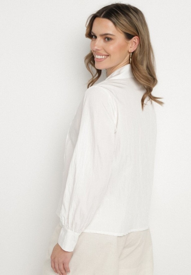 Biała Koszula z Wiskozą i Koronkowymi Wstawkami Tenaraia