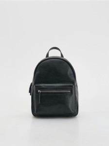 Plecak z imitacji skóry - czarny