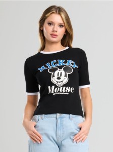 Koszulka z nadrukiem Mickey Mouse - czarny