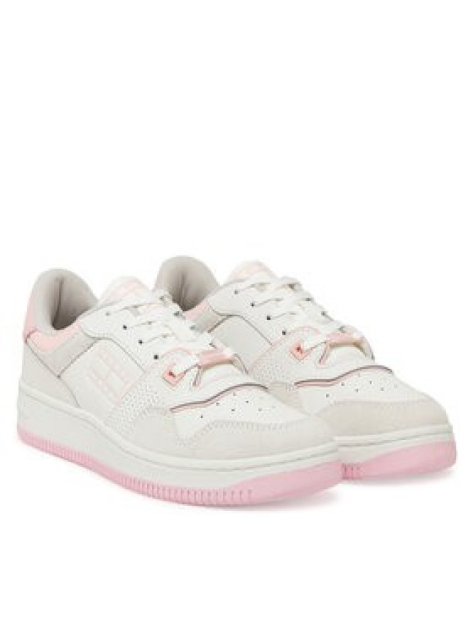 Tommy Jeans Sneakersy Tjw Retro Basket Washed Suede EN0EN02773 Biały