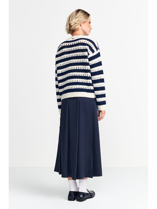 Rich & Royal Wełniany sweter w kolorze kremowo-granatowym rozmiar: M