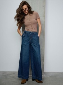 Jeansy wide leg - niebieski