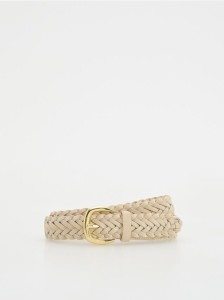 Pleciony pasek z klamrą - złamana biel