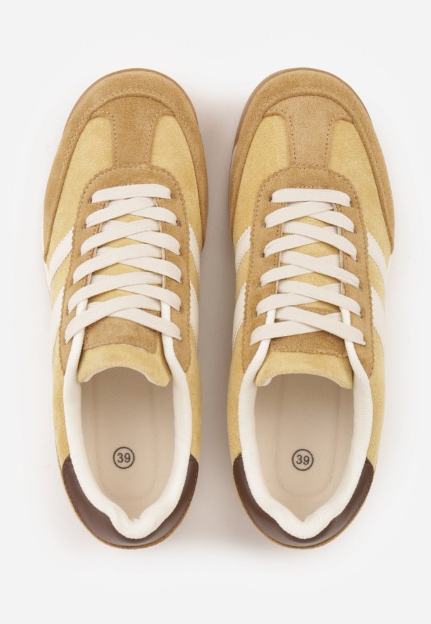 Żółte Sneakersy z Dwoma Paskami Evilirea