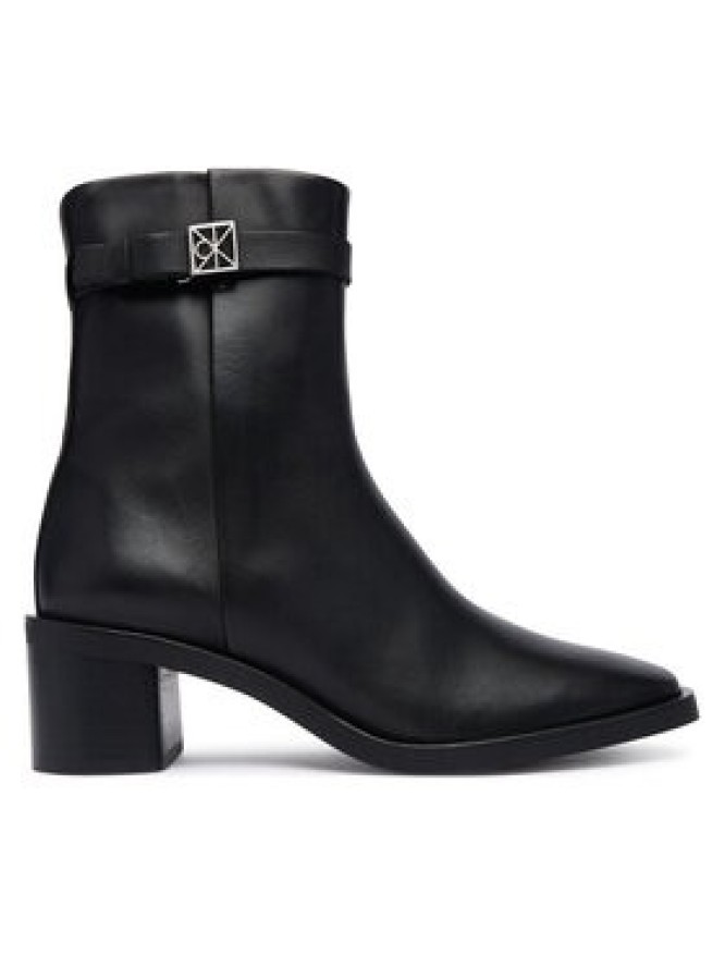 Calvin Klein Botki Block Heel Ank Boot Lth Hdw HW0HW03171 Czarny