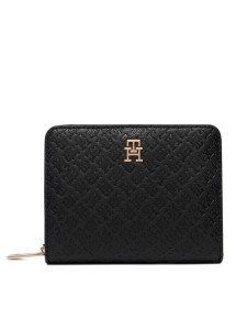 Tommy Hilfiger Portfel Th Icon Med Za W/Flap Mono AW0AW18474 Czarny