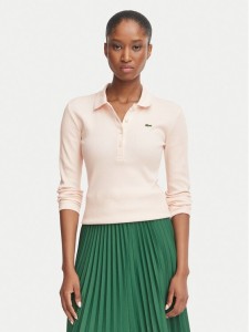 Lacoste Polo DF5281 Różowy jasny Slim Fit