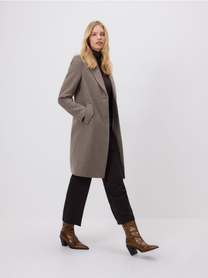 Płaszcz z dodatkiem wełny - brązowy
