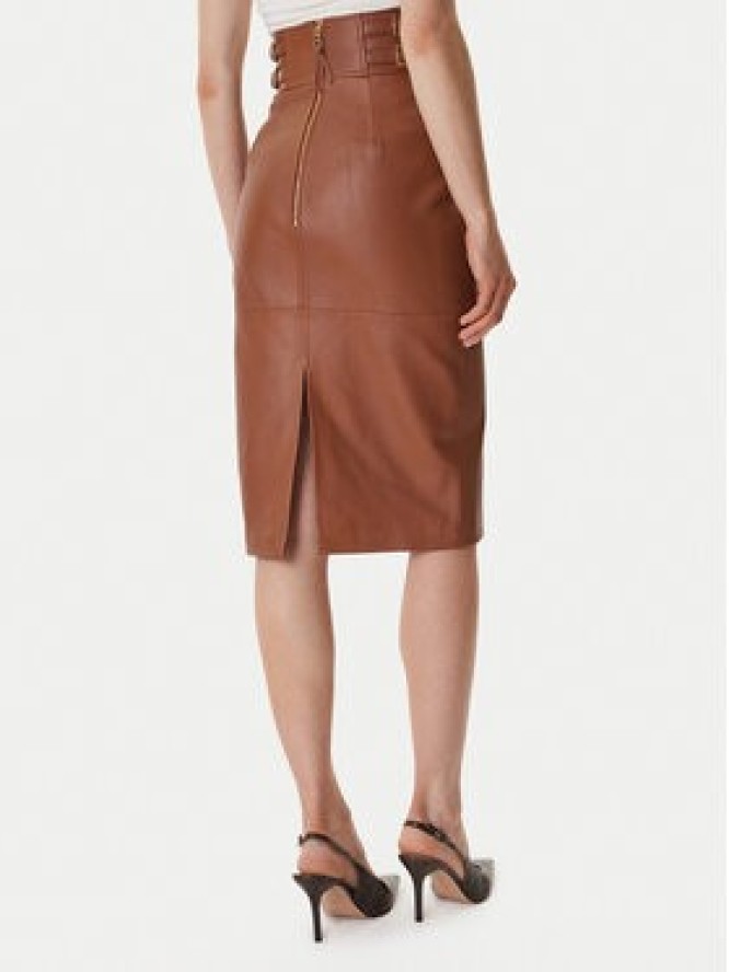 Elisabetta Franchi Spódnica skórzana GP-09Z-61E2-V890 Brązowy Regular Fit