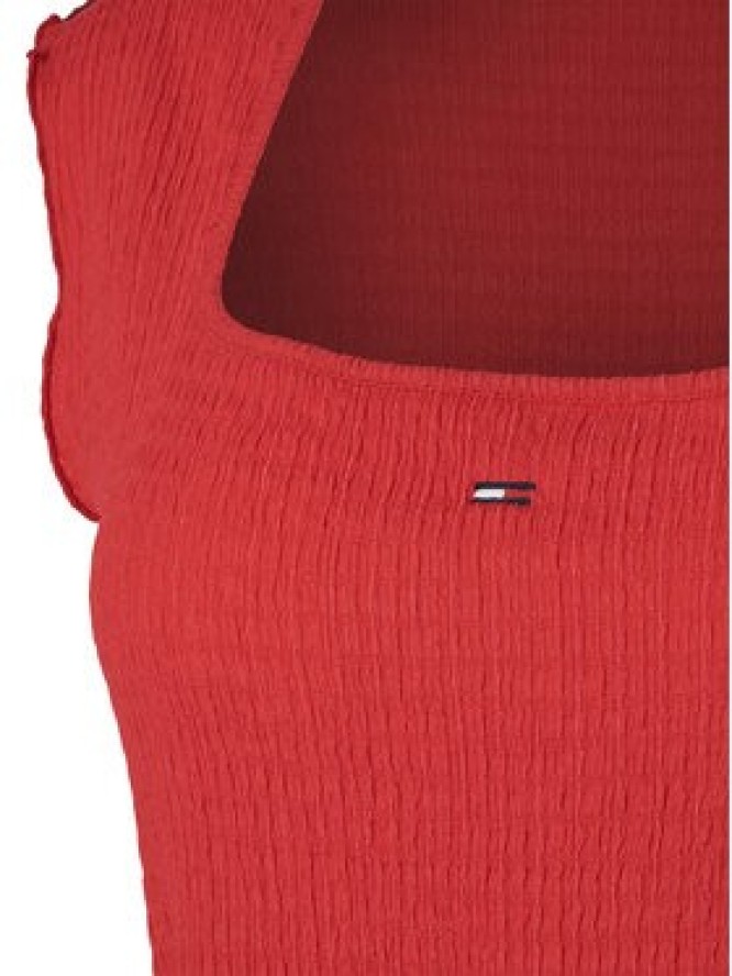 Tommy Jeans Top Smock Seersucker DW0DW22220 Czerwony Slim Fit