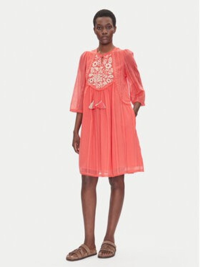 Iconique Sukienka letnia IC25-043 Koralowy Regular Fit