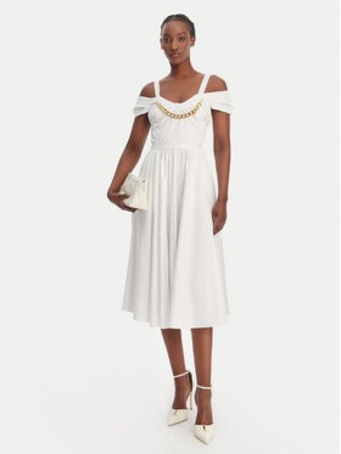 Elisabetta Franchi Sukienka koktajlowa AB-921-61E2-V590 Biały Regular Fit