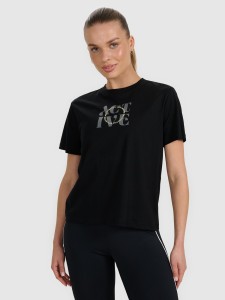 4F T-shirt z nadrukiem damski - czarny L