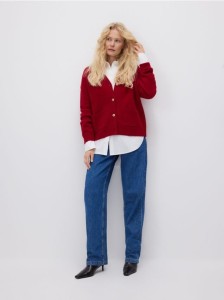 Wełniany kardigan - czerwony