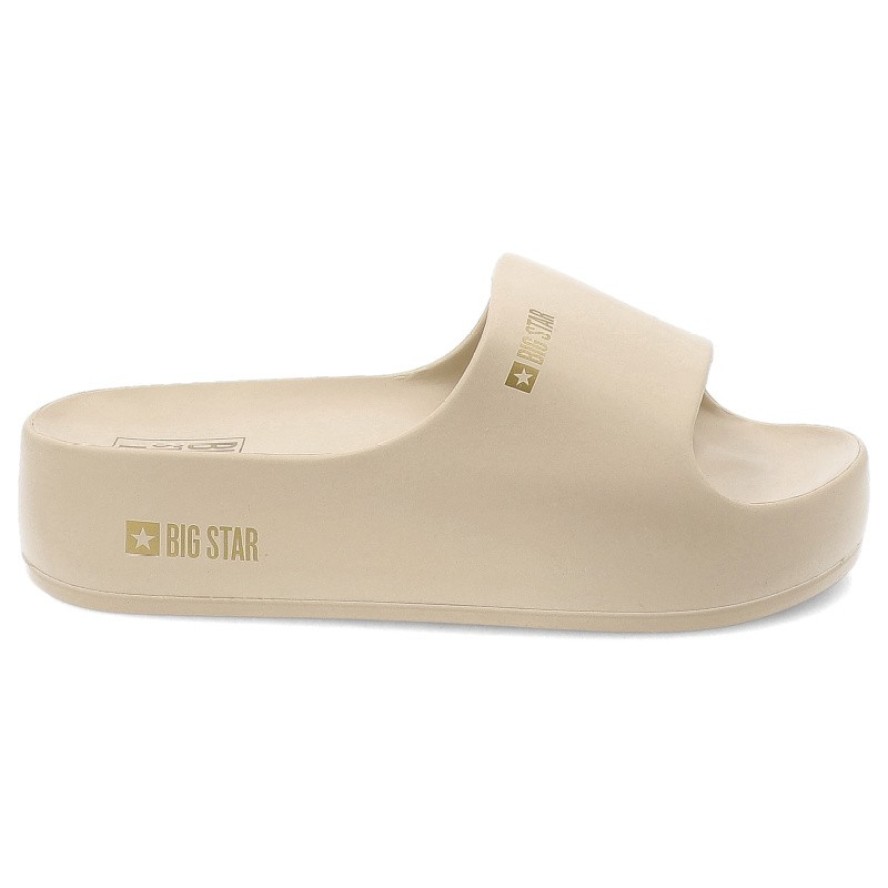 Beżowe Klapki Big Star Wygodne Obuwie Damskie Na Platformie