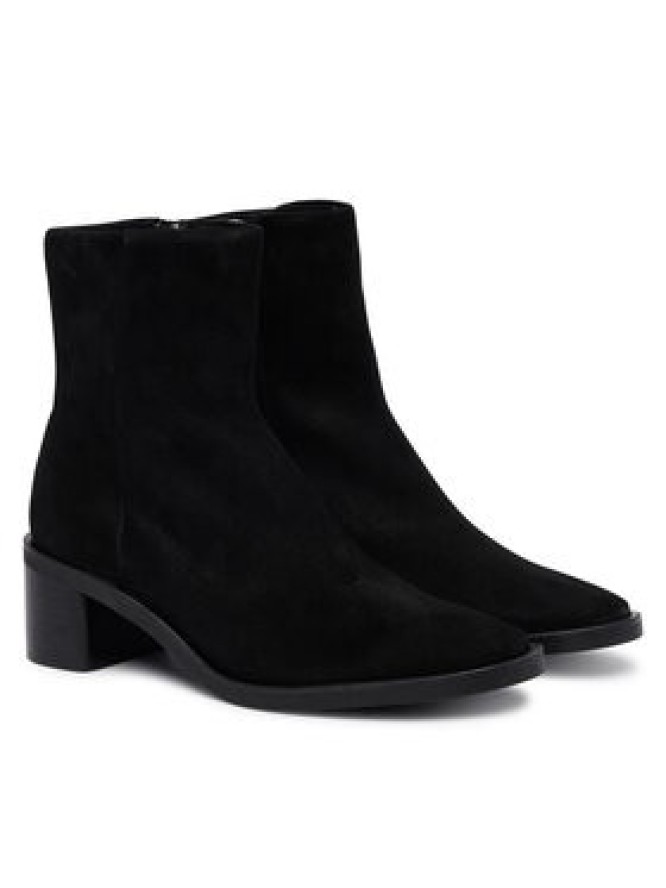 Calvin Klein Botki Block Heel Ank Boot Suede HW0HW03221 Czarny