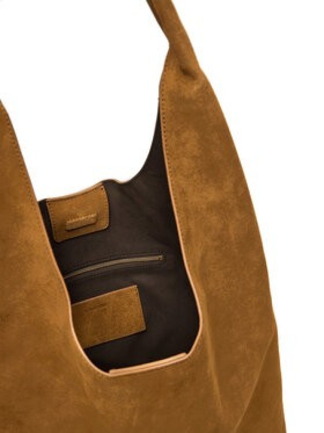 Calvin Klein Torebka Slouchy Suede Leather Medium Bag LV04F3597G Brązowy