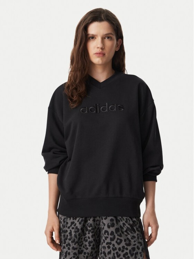 adidas Bluza Seasonal Essentials Stain V-Neck Sweatshirt KS2800 Czarny Regular Fit