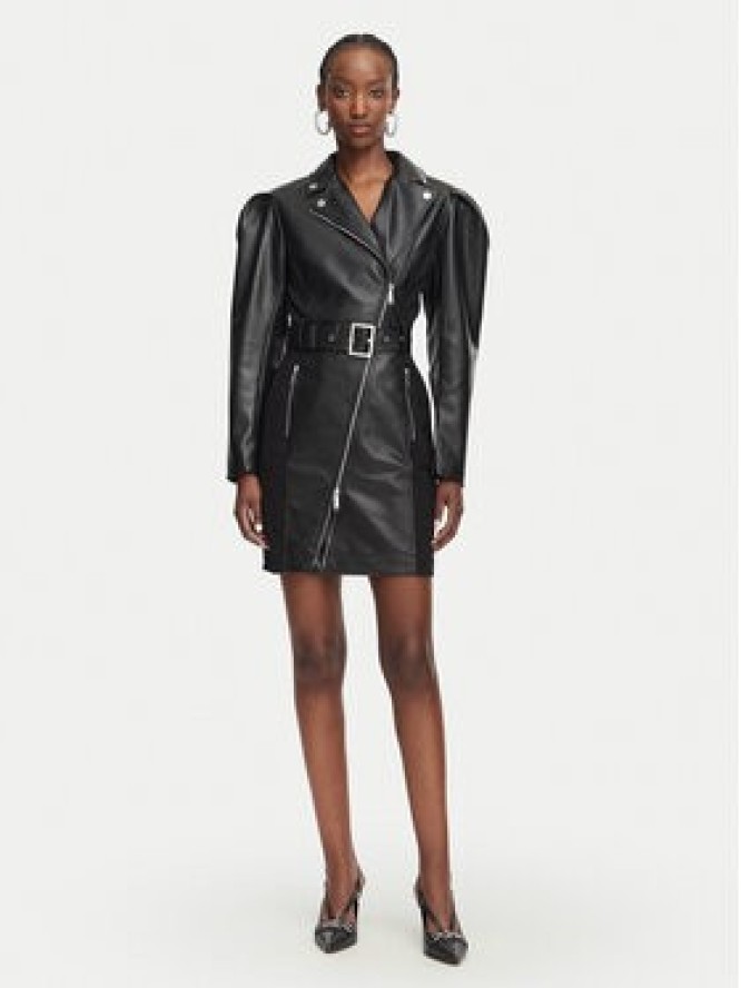 KARL LAGERFELD Sukienka z imitacji skóry B3W13001 Czarny Regular Fit