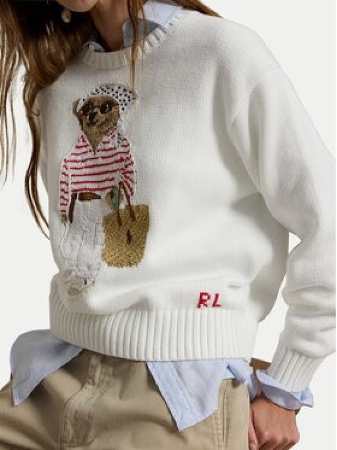 Polo Ralph Lauren Sweter 211A12723001 Biały Relaxed Fit