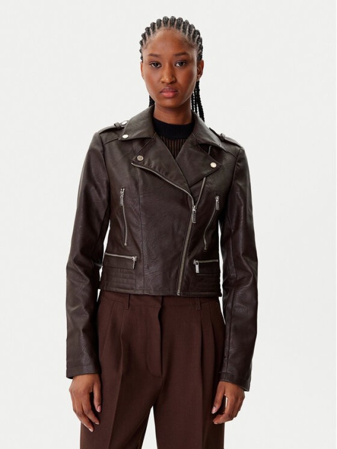 Morgan Kurtka z imitacji skóry 202-GRAMMO.N Brązowy Regular Fit