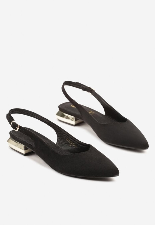 Czarne Sandały Vices ze Skórzaną Wkładką i Noskiem w Szpic Galurena