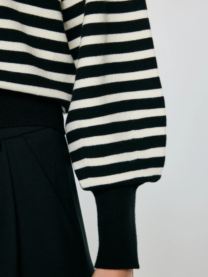 Kardigan damski z wiskozy w białe paski czarny Suzana 906