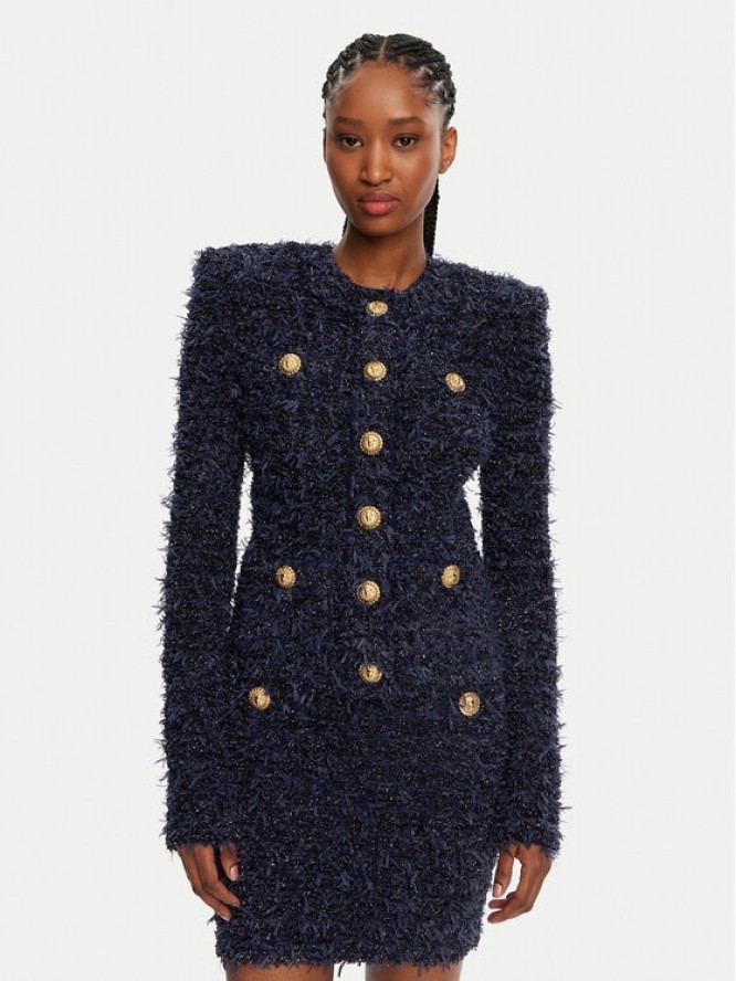 Balmain Kardigan DF0SK249KH74 Granatowy Regular Fit