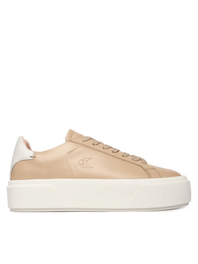 Calvin Klein Sneakersy Flatform Lace Up Lth YW0YW01928 Beżowy