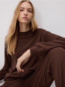 Gładka bluza - brązowy