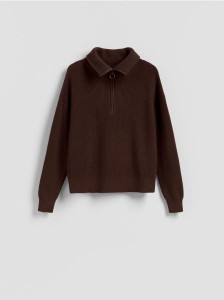 Sweter z wiskozą - ciemnobrązowy