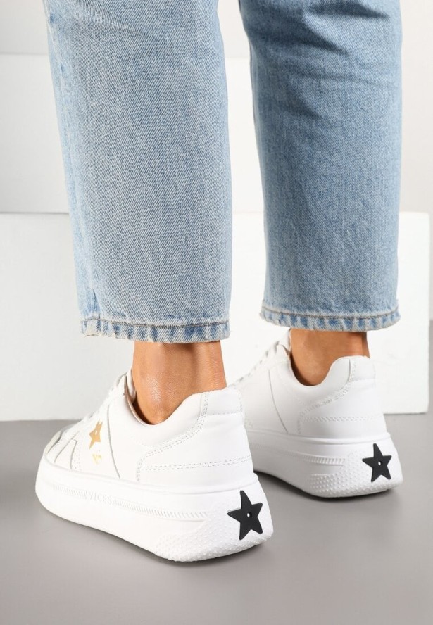Biało-Złote Sneakersy Vices na Platformie z Gwiazdką Fenarra