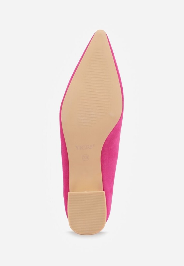 Fuksjowe Czółenka Vices z Wkładką ze Skóry Naturalnej i Metaliczną Aplikacją Edilania