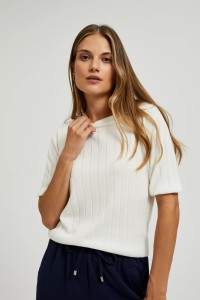 Wiskozowy sweter z metaliczną nitką biały