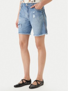 Just Cavalli Szorty jeansowe 80PAD5S5 CDWCD Granatowy Loose Fit