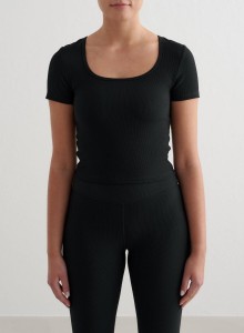 Damski top szybkoschnący, second skin, prążkowany Ribbed Performance czarny