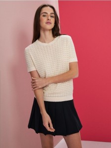 Wiskozowy sweter - kremowy