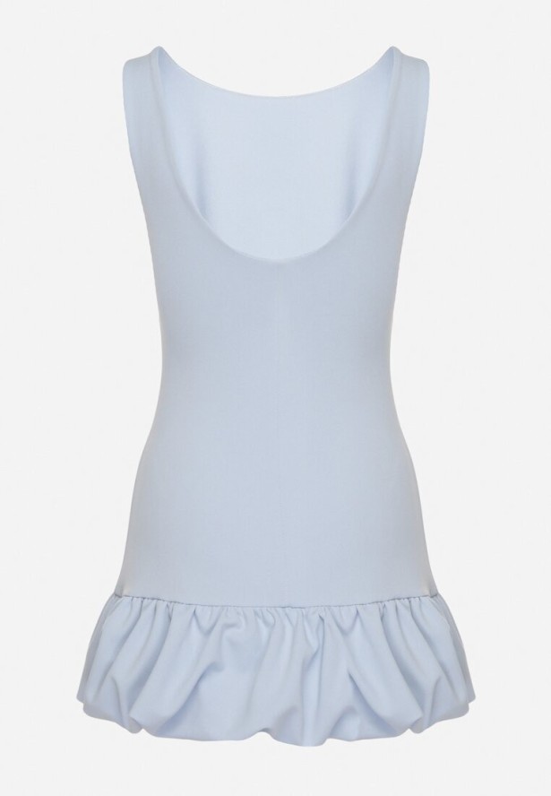 Niebieski Taliowany Kombinezon Ozdobiony Falbanką Semiriela