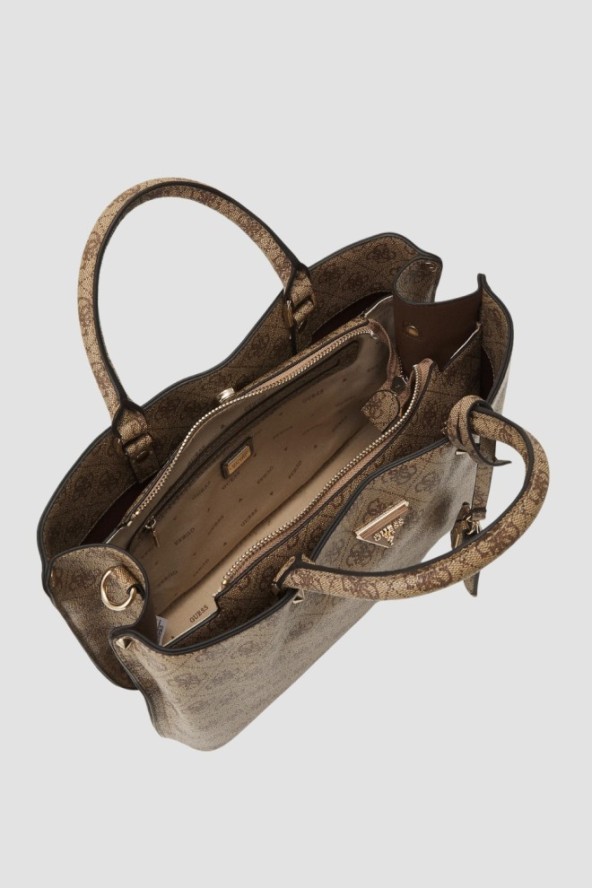 GUESS Brązowa torebka damska logowana Meridian