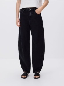 Jeansy barrel leg - czarny