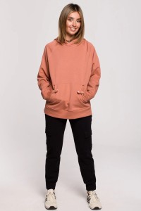 Bluza z kapturem kangurek ceglasta bawełna premium