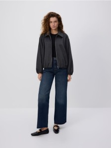 Jeansy wide leg z przeszyciami - indigo jeans