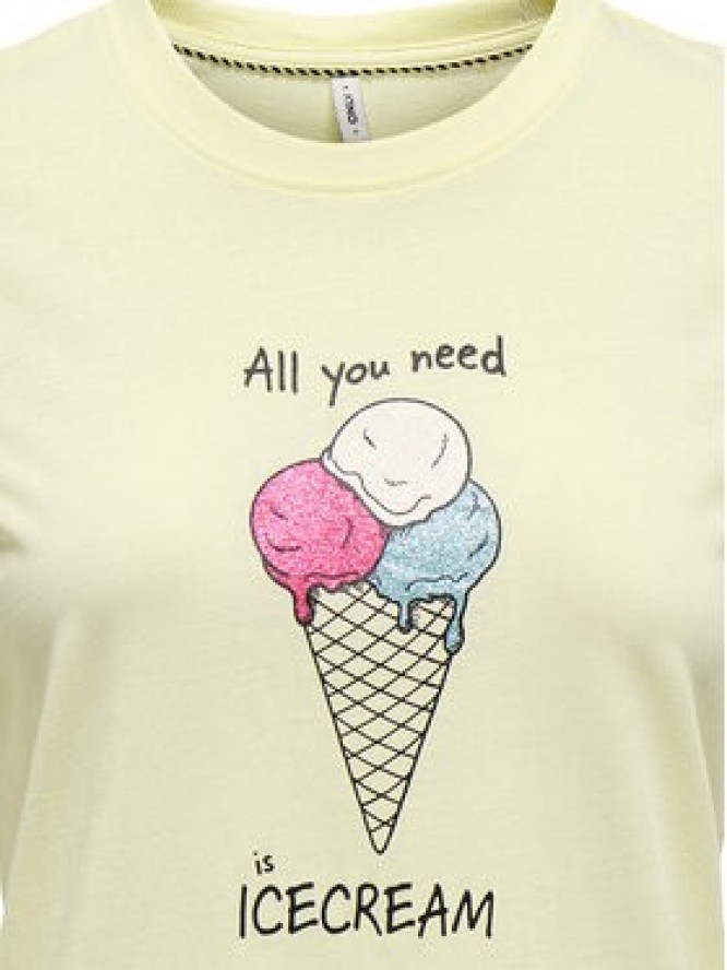 ONLY T-Shirt Fun Life 15349901 Żółty Regular Fit