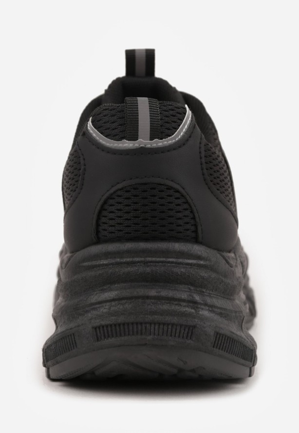 Czarne Sneakersy Vices na Grubej Podeszwie z Tłoczeniami Nativine