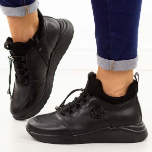 Czarne skórzane botki damskie Filippo Dbt7168/25