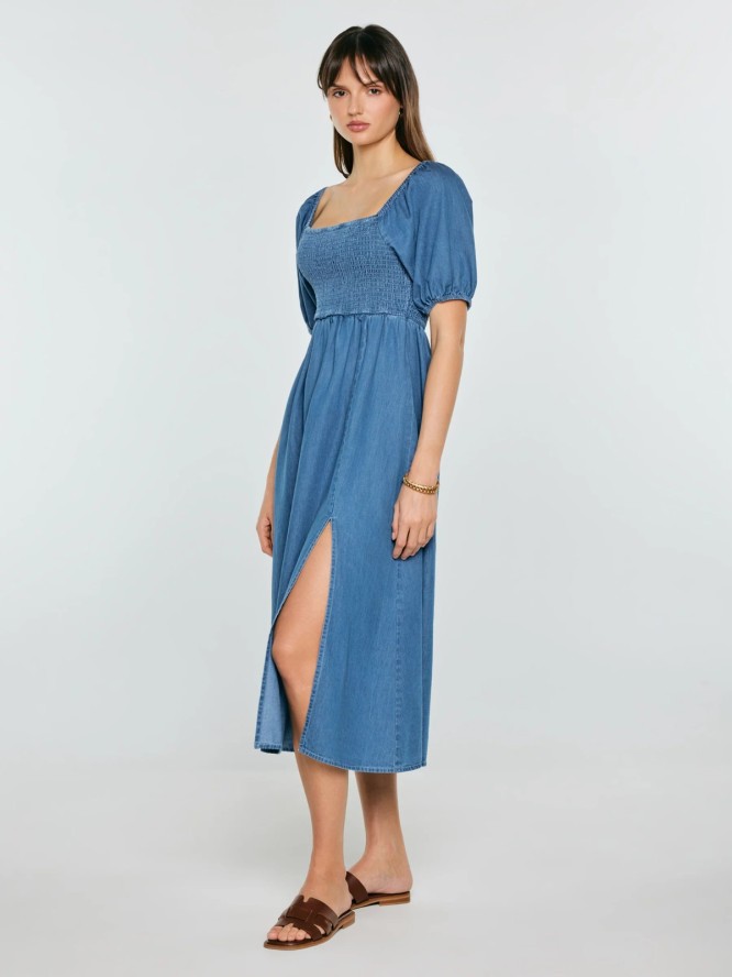 sukienka damska midi jeansowa niebieska roslyn 476