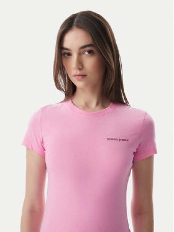 Tommy Jeans T-Shirt Ess Logo DW0DW23479 Różowy jasny Slim Fit