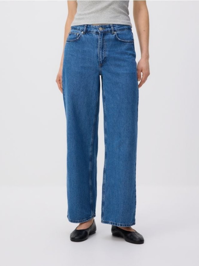Jeansy wide leg - niebieski