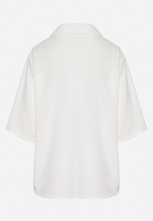 Biała Koszula z Aplikacjami Kwiatów 3D Tenemara